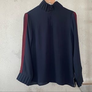 Zara Blouse Navy and burgundy stripe on sleeves
